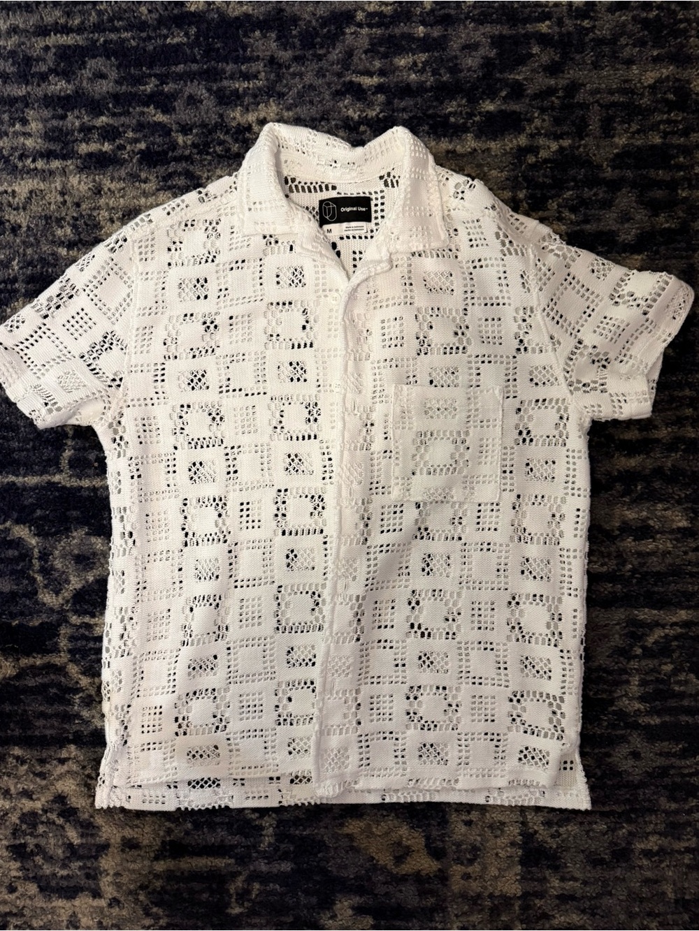 Target White Crochet Button-Down Shirt
